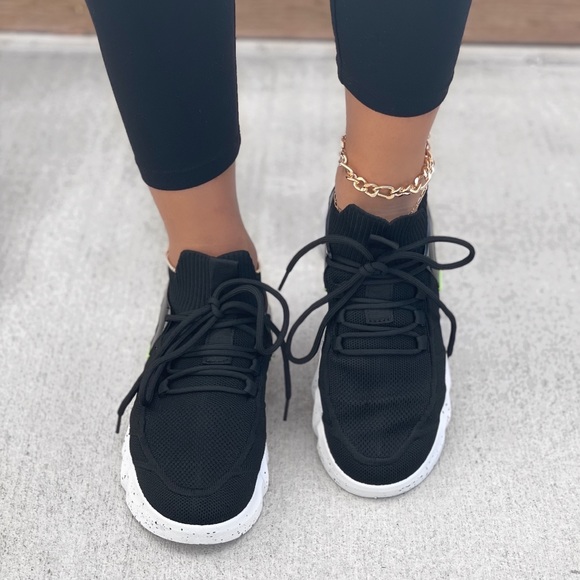 Black FlyKnit Oversized Chunky Platform Sneaker - Picture 3 of 12